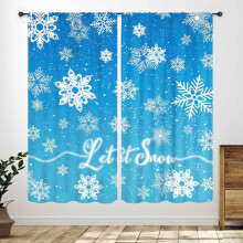 Blue & White Floral Christmas Curtains, 2 Panels, 84x84", for Living Room, Bedroom, Kitchen, Bathroom – Compatible with standard rods