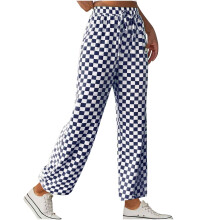 Pantaloni da donna Pantaloni casual da donna a quadri a gamba dritta con gamba larga Blu navy 12 (XXL)