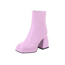 Damenstiefel, einfarbig, dicker Absatz