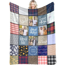 Couverture photo personnalisée Sherpa 127 x 152 cm (50 x 60 pouces) avec texte personnalisé