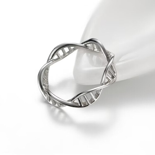 Women's Stainless Steel DNA Double Helix Ring Silver Size 5 1