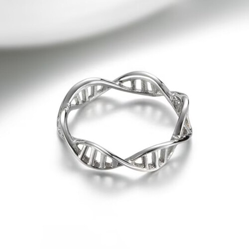 Women's Stainless Steel DNA Double Helix Ring Silver Size 5 2