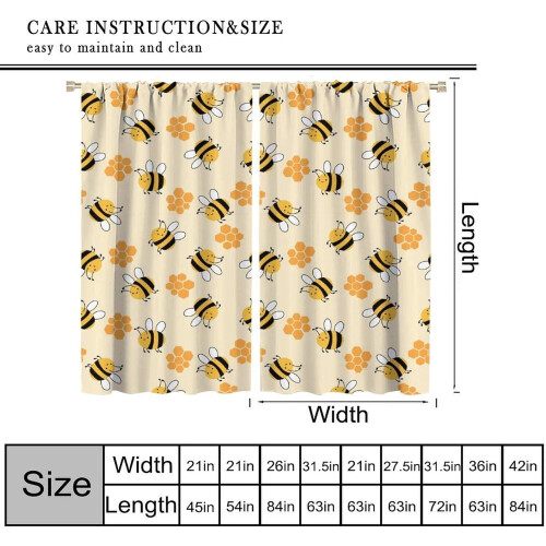 Honey Bee Curtains with Bee Flower Pattern Rod Pocket 2
