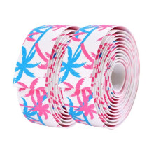Road Bike Handlebar Tape PU+EVA Anti-Slip Cycling Bar Wrap with End Plugs for Speed Cycling Coconut Tree Belt