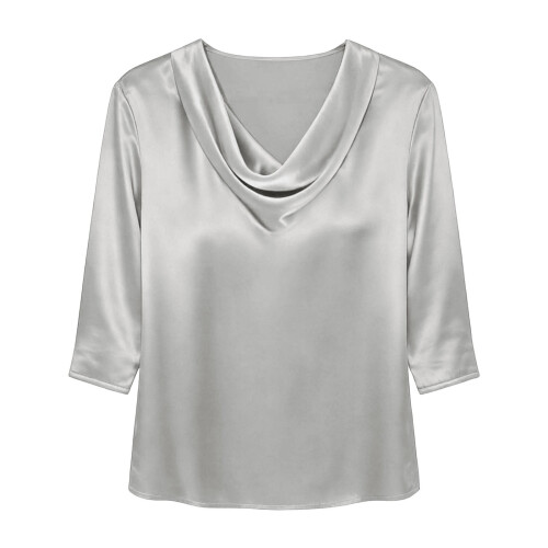 Women's Draped Neck Blouse Solid Color 3/4 Sleeve 2
