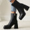 Damenstiefel, einfarbig, dicker Absatz 2