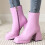 Damenstiefel, einfarbig, dicker Absatz 2