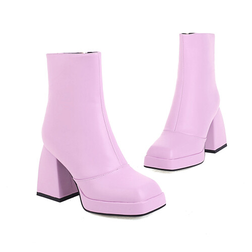 Damenstiefel, einfarbig, dicker Absatz 2