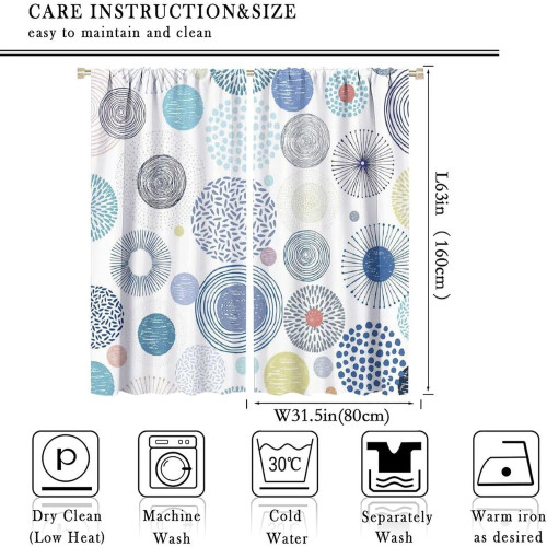 Abstract Circle Curtains Blue Dotted Striped Graffiti 1