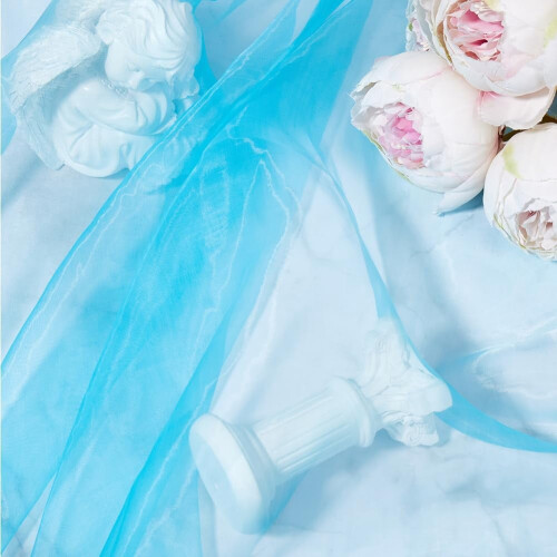 Light Blue Organza Fabric 5 Yards Sheer Polyester 2