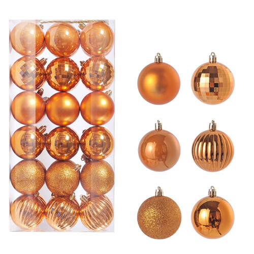 Boules de Noël orange pour sapin, 36 pièces, 30 cm 2