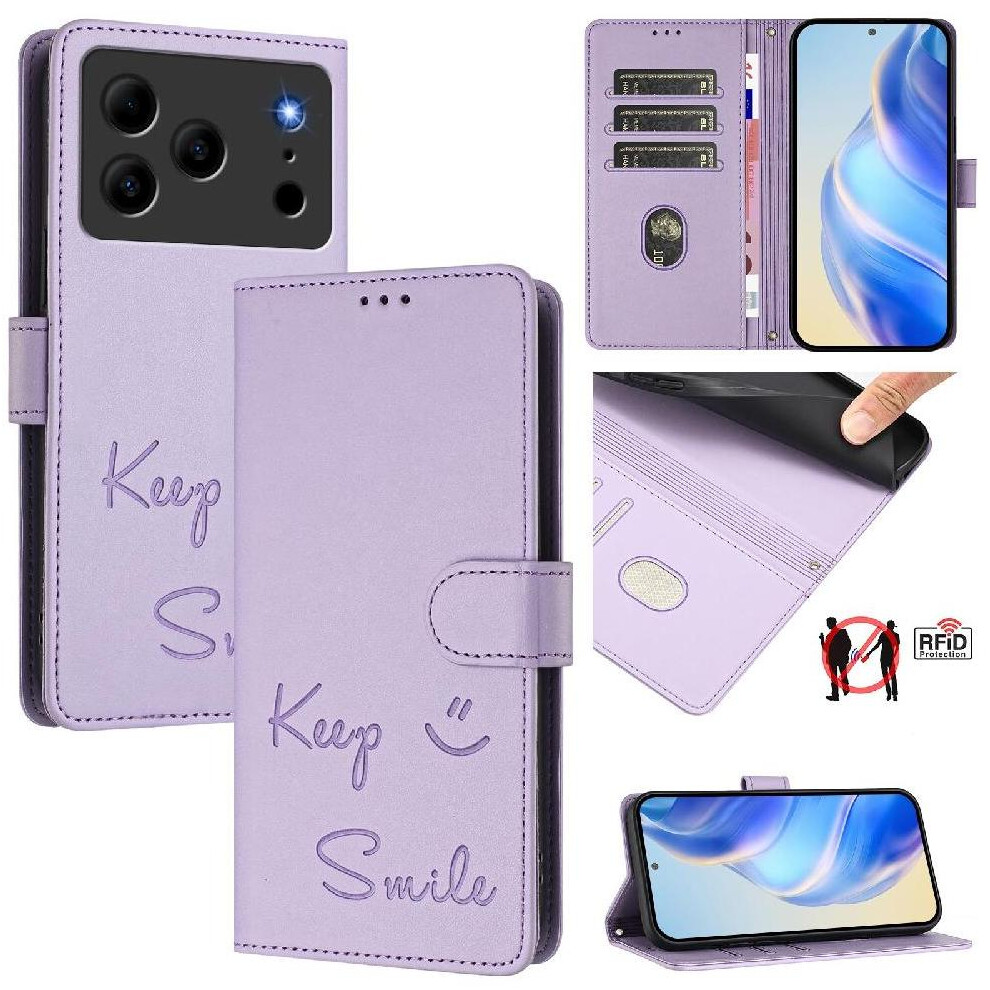 ( Violet) Case For Doogee Note 56 Pu Leather Card Holder Wallet Flip Cover Rfid Blocking Light 764563217922