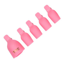 5pcs Pink Gel Polish Remover Clips, Reusable Soak Off Cap Wraps for Nails