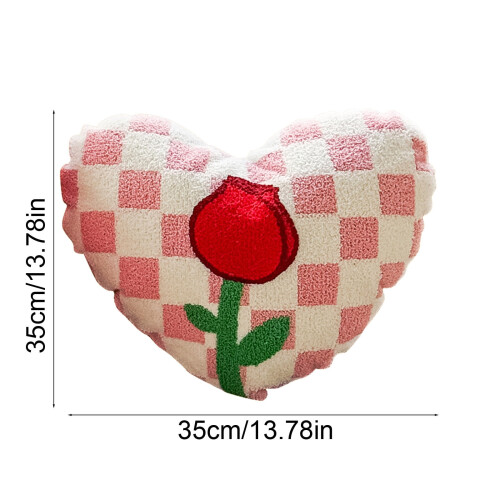 Almofada decorativa bordada com rosas em formato de coração, 35x35cm 2