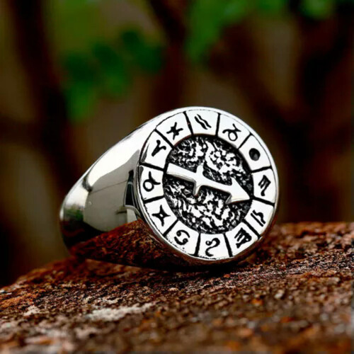 Vintage Sagittarius Ring Stainless Steel Silver Gold 2