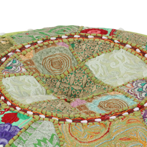 VidaXL vidaXL Patchwork Sitzpouf Rund Baumwolle Handgefertigt 40x20 cm Grün 1