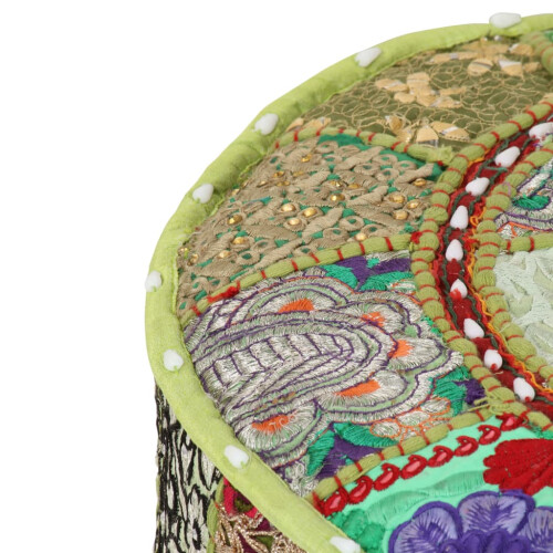 VidaXL vidaXL Patchwork Sitzpouf Rund Baumwolle Handgefertigt 40x20 cm Grün 2