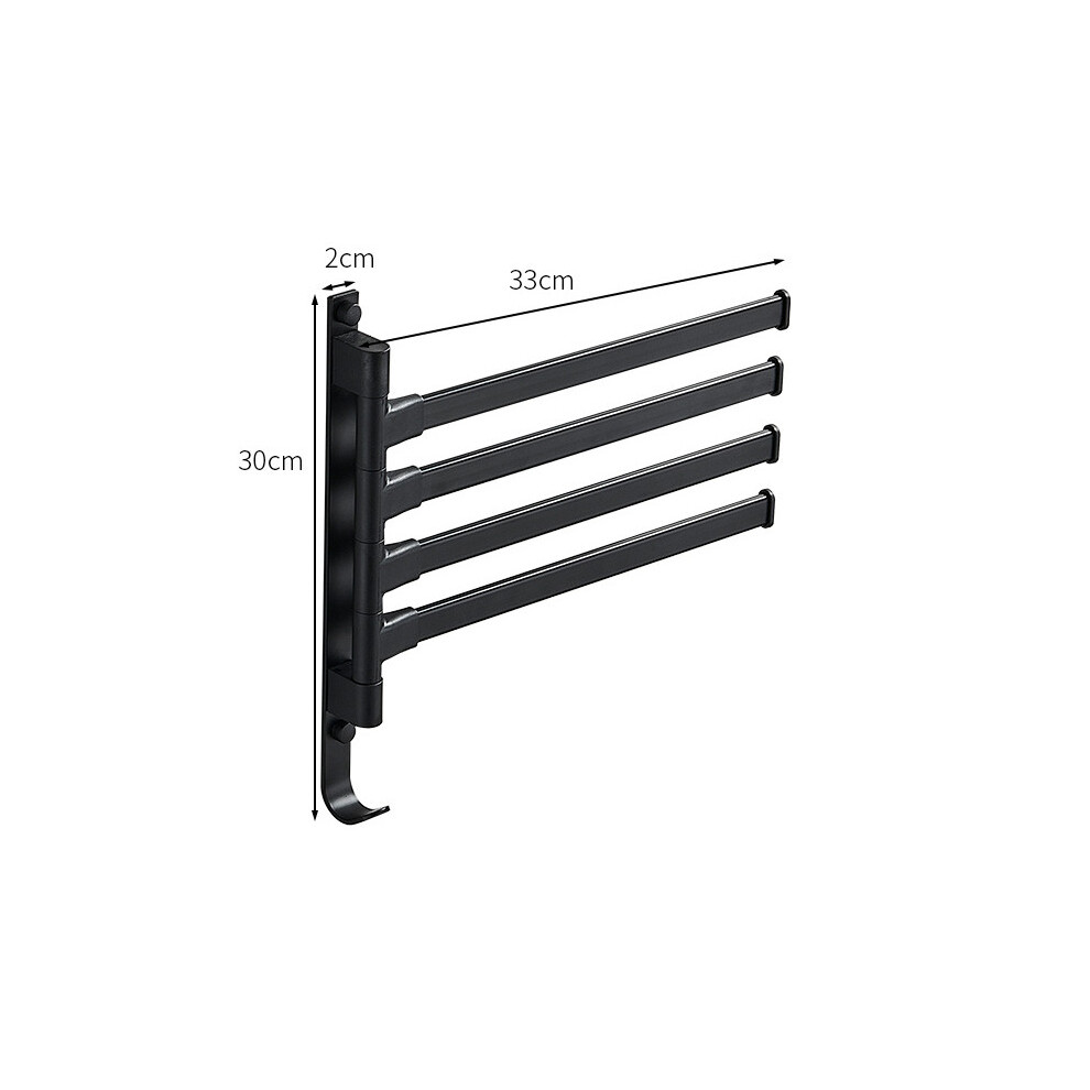 (4 Poles) Rack Towel Swivel Wall Mounted Black Bar Hanger Rustproof Bathroom Rotation 180 697070494367