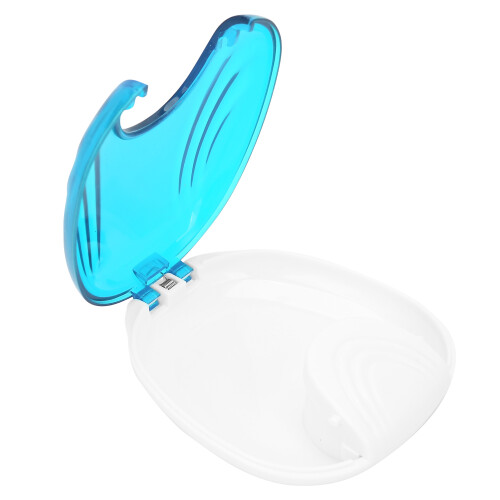 Light Blue Portable Denture Box 100ml Plastic Storage for False Teeth