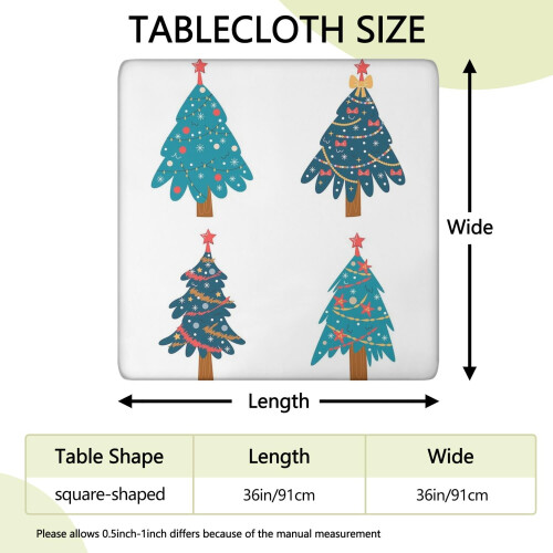 Toalha de mesa natalina fácil de colocar para mesas quadradas de até 91x91 cm (36x36 polegadas), com bainha elástica para um ajuste seguro e 1