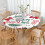 Festlig stripete julebordduk 132 cm rund, elastisk kantdesign for middagsbord 6