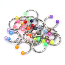 20 Stück Mehrfarbige Edelstahl Nasen Septum Ringe 1,2*10*3mm
