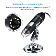 USB Digital Microscope 1000X 8LED Stand 8LED Windows Mac Android