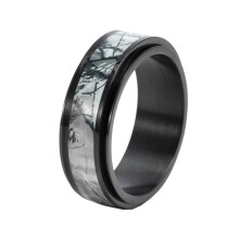 Men's Women's Stainless Steel 8MM Creative Vintage Camouflage Rotatable Ring Black Size 7