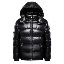NaWent Herre Dunjakke med Hætte Letvægts, Pakbar, Quiltet, Hætteklædt Dunjakke med Bobledun, Vinterisolerende, Tykt Ydertøj, Sort 8(XL)