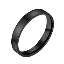 Men's and Women's Stainless Steel 4MM Classic Minimalist Flat Exterior Curved Interior Polished Ring Black Size 12