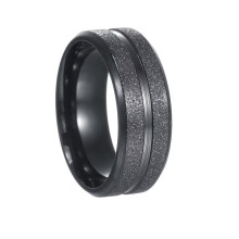 Men's Stainless Steel 8MM Simple Sandblasted Eternity Ring Wedding Band Black Size 10