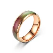 Colour Changing Mood Ring Stainless Steel Ring Mens Women Band 6mm Size 6-13-rose golden-10