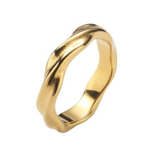 Women's Men's Stainless Steel High Polished Twisted Minimalist Wedding Ring Gold Size 8