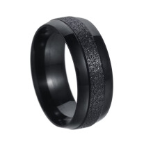 Men's Stainless Steel 8MM Simple Sandblasted Dome Engagement Ring Wedding Band Black Size 8