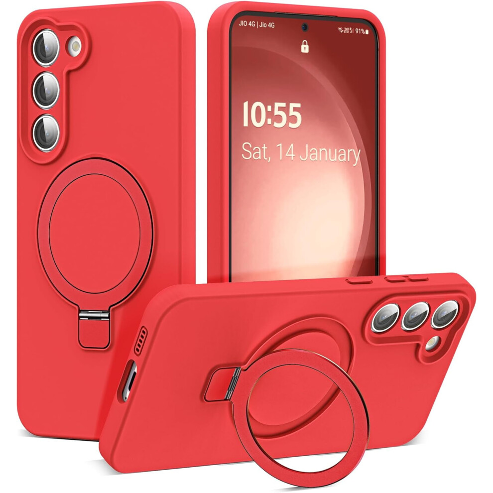 Slim Liquid Silicone Phone Case For Samsung Galaxy S23 Plus 6.6'', Compatible With Magsafe & Magnetic Ring Stand, Military-Grade Protection 9489952297538
