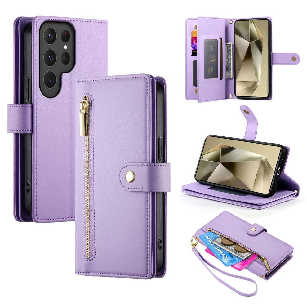 Wallet Leather Phone Case For Compatible With Samsung Galaxy S23 Ultra S23plus S23fe Multi Card Zipper Phone Case 9489952295695