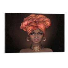 African American Girl Printing Canvas Prints Wall Art,Winter Scene Decor Wooden Framed for Living Room Bedroom Office 1812 inch
