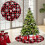 Rødt juletreskjørt 69 cm børstet polyester 1