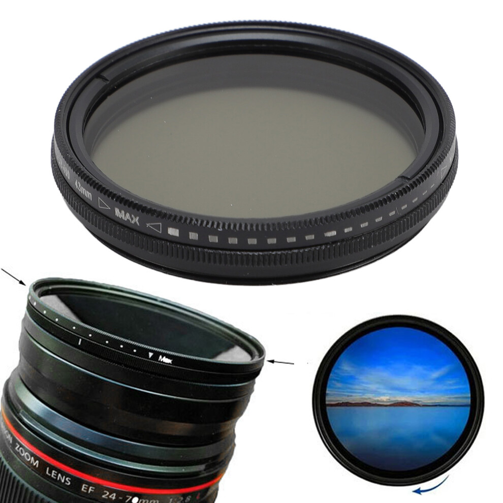Adjustable Nd2 To 400 Camera Filter 43Mm Neutral Density Lens Glass 9491391898283