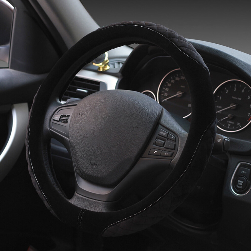 Universal Steering Wheel Cover Â Crystal Velvet, Flat Bottom, Non-Slip, 36Â38Cm, 1-Piece Car Accessory 9489952040110