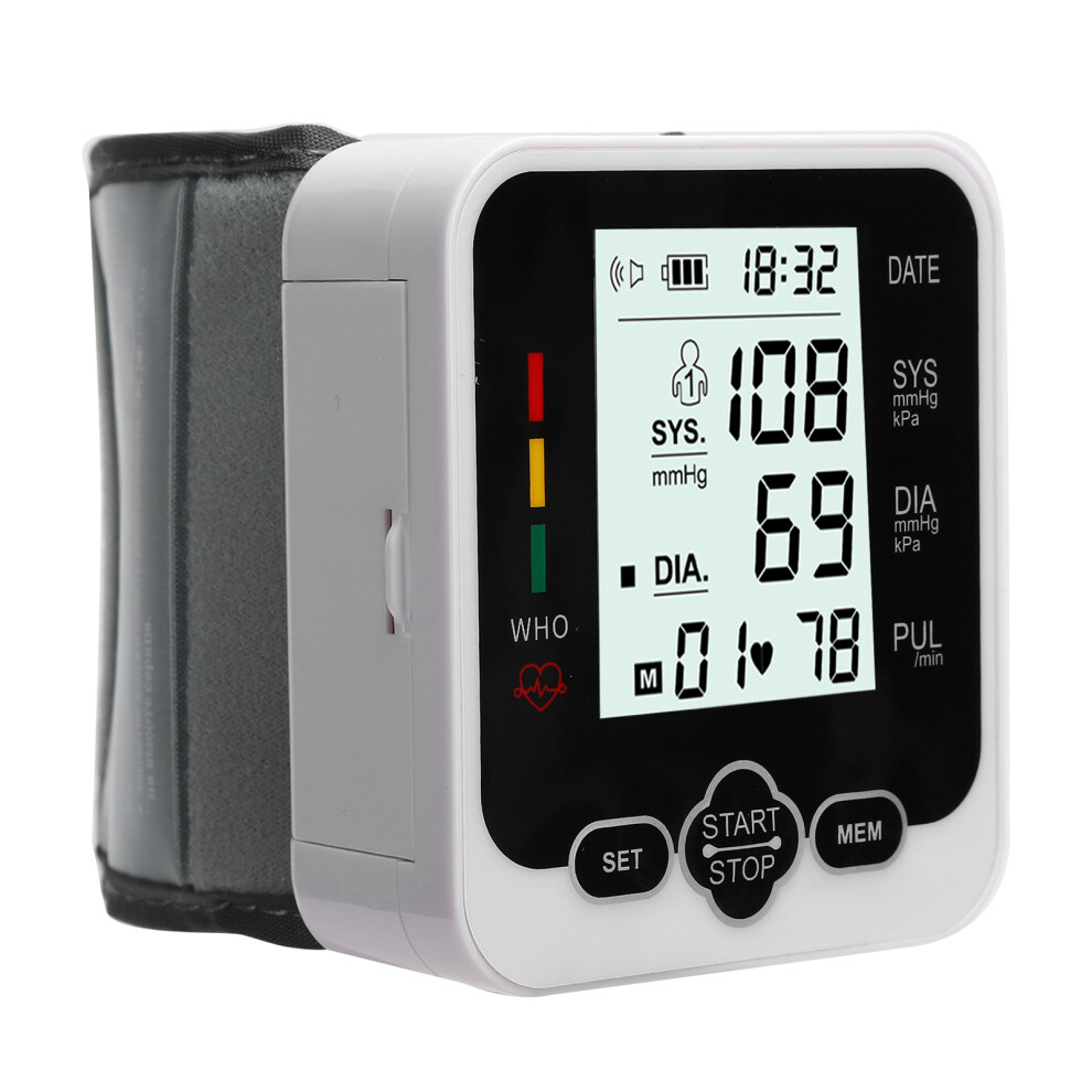 Automatic Blood Pressure Wrist Monitor with LCD Screen, ABS Material