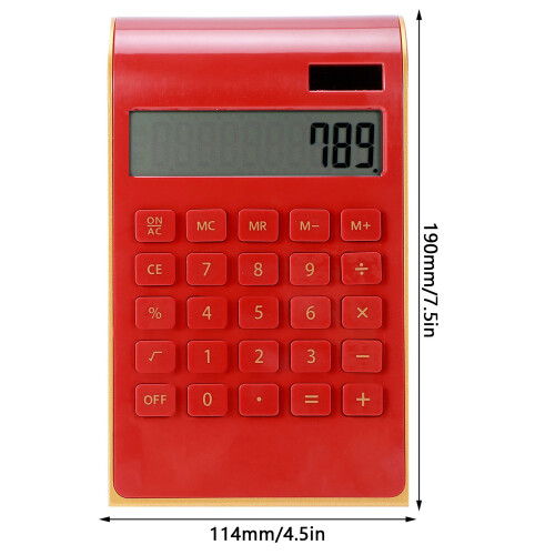 Ultra Thin 10-Digit Solar Calculator with LCD Display – Red 1