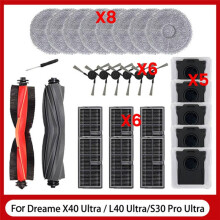 28PCS for L40 Ultra /X40 Ultra/S30 Pro Ultra Vacuum Cleaner Accessories Main Side Brush Mop Cloth Dust Bag Filter