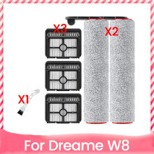 Ensemble de Brosses, Rouleaux et Filtres HEPA pour Aspirateurs Secs et Humides Sans Fil pour W8 Pièces de Rechange Brosses à Rouleaux Filtres