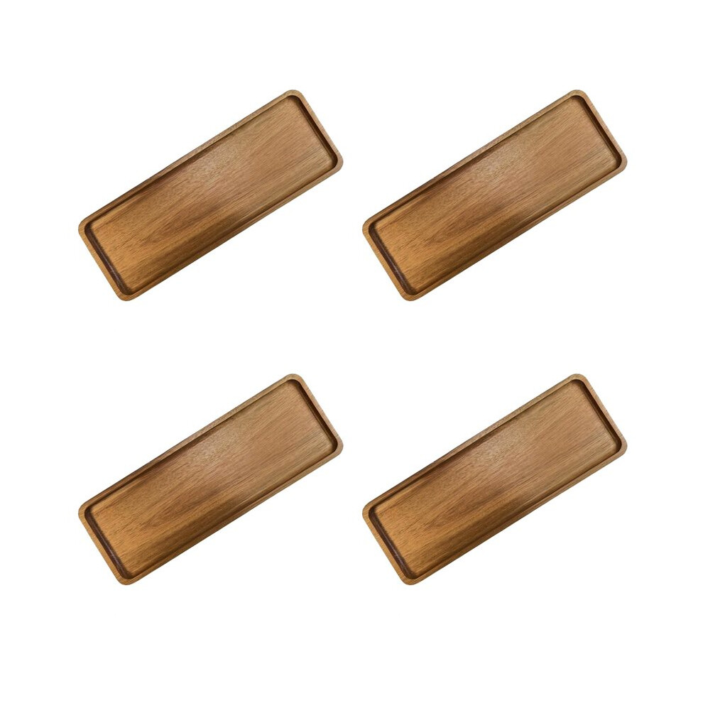 4X Small Wooden Tray For Display - Elegant Walnut Wood Serving Platter For Tea, Coffee, Snacks, Sushi, And Appetizers Brecantia