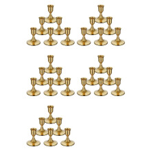 30 Peças Castiçais Cônicos de Ouro em Latão, Castiçais de Metal Vintage para Peça Central de Mesa de Sala de Jantar ou Mantel
