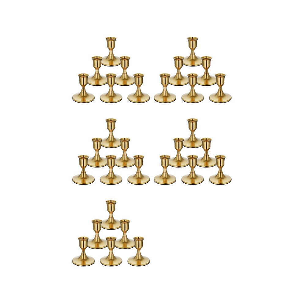 Semoic Gold 30Pcs Brass Taper Candle Holders, Vintage Metal Candlestick Holders For Dinner Room Table Centerpiece Or Mantel