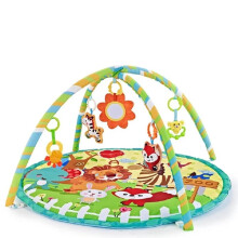 Struttura Fitness Multifunzionale, Tappeto da Gioco Rotondo per Gattonare, 0-12 Mesi, Coperta con Gioco Puzzle, Ciondolo Sonoro Divertente per Bambini