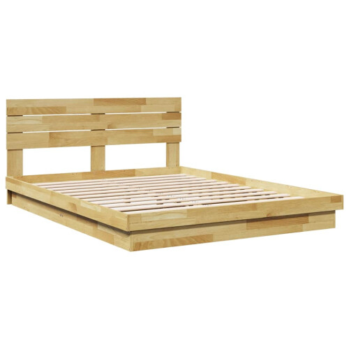 VidaXL vidaXL Bed Frame with Headboard without Mattress 150x200 cm King Size Solid Wood Oak 1