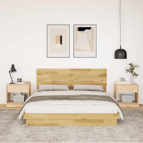 VidaXL vidaXL Bed Frame with Headboard without Mattress 150x200 cm King Size Solid Wood Oak 2